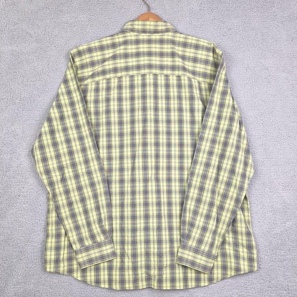 Eddie Bauer Shirt Mens XL Tall Yellow Gray Plaid Button Down 100% Cotton Preppy - Picture 2 of 8